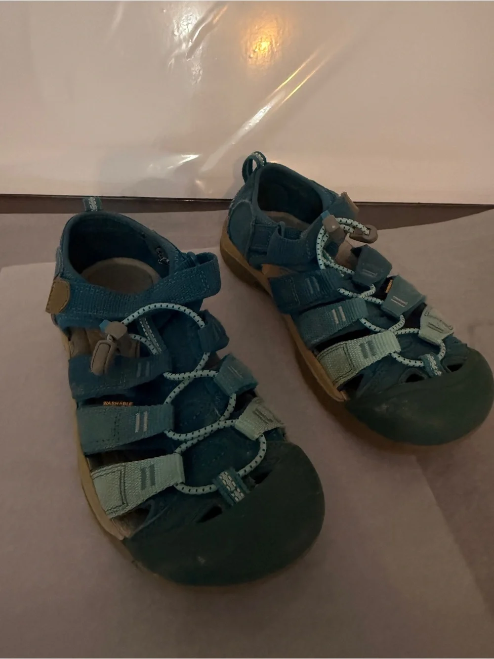 Keen Kids Closed-Toe Outdoor Sandals in Teal and Light Blue